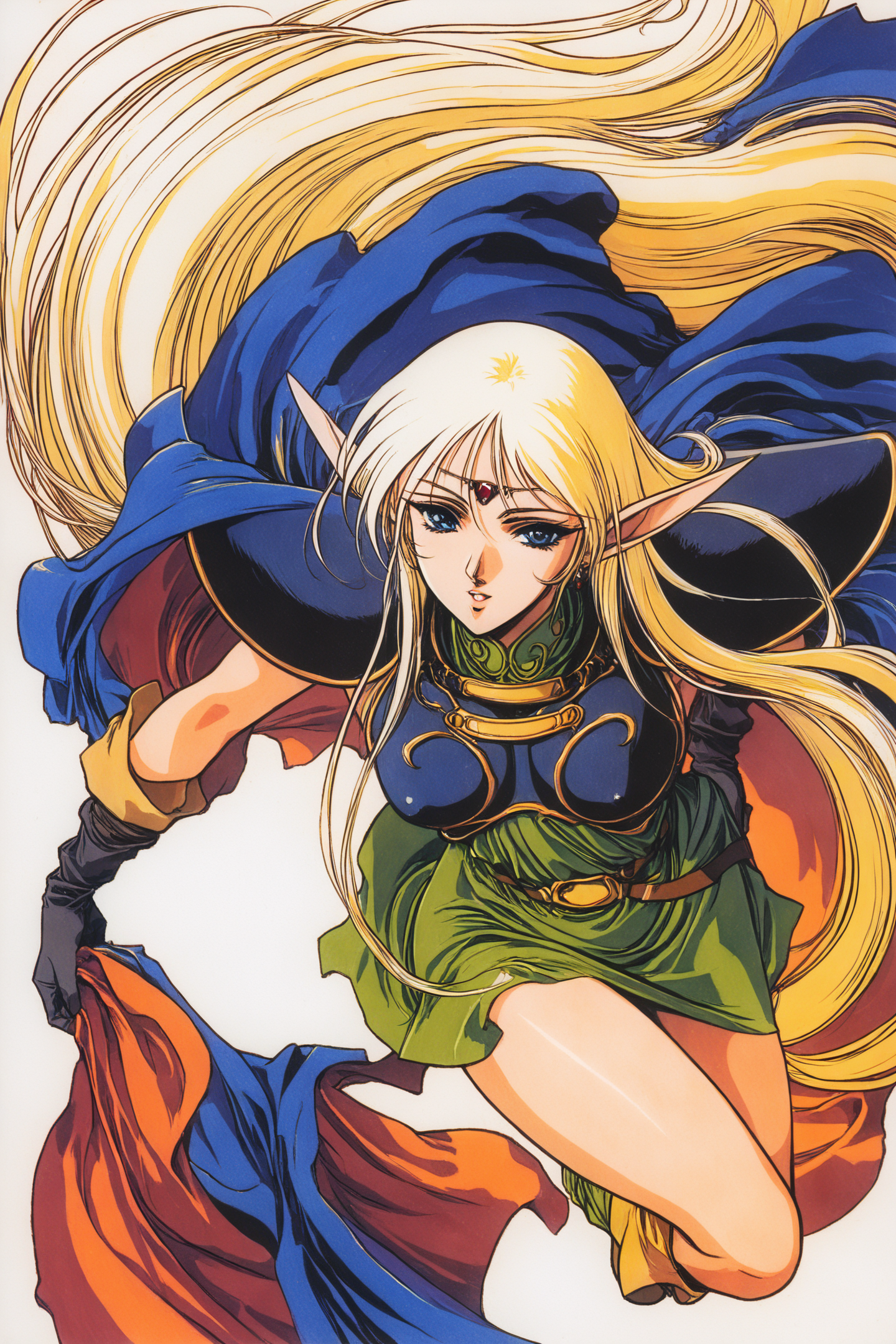37980-4063467940-1girl,Deedlit,solo,pointy ears,long hair,blonde hair,gloves,elf,cape,blue cape,blue eyes,boots,from above,circlet,very long hair.png